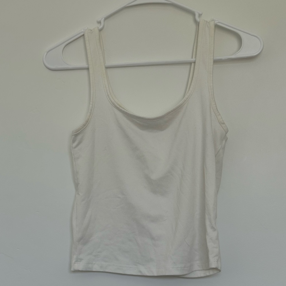 White square neck tank top
